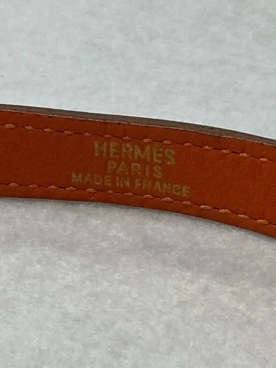 Hermes Kelly Double Tour Leather Bracelet Orange Gold Leather Bracelet - Picture 10 of 13
